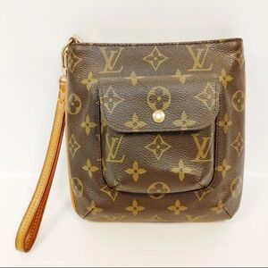 💯 Authentic Louis Vuitton Brown Monogram Partition Wristlet Pouch Bag
